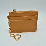 Slim Card Holder Wallet with Zipper Pocket and Heart Keyring