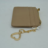 Slim Card Holder Wallet with Zipper Pocket and Heart Keyring