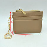 Slim Card Holder Wallet with Zipper Pocket and Heart Keyring