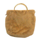 Solid Faux Fur Tote Crossbody Bag