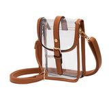 Faux Leather Belt Buckle Pointed Transparent Crossbody Bag