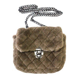 Solid Faux Fur Crossbody Bag