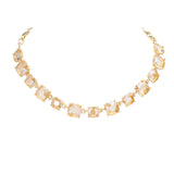 Women's Cushion Square Stone Link Evening Necklace