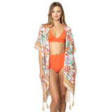 Floral Patterned Cover Up Kimono Poncho