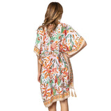 Floral Patterned Cover Up Kimono Poncho