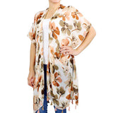 Fashionable Flower Printed Cover Up Kimono Poncho