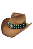 Antiqued Concho with Vintage Turquoise Beaded Cowboy Hat