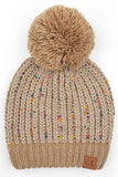 C.C Confetti Chenille Knit Pom Beanie