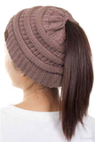 C.C Solid Color Ponytail Messy Bun Beanie