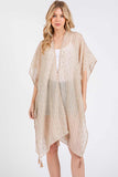 Colored Stitch Trim and Tassel Summer Kimono