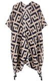 Geometric Pattern Print Tassel Kimono
