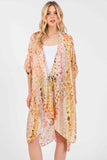 Multi Color Abstract Pattern Silky Feel Kimono