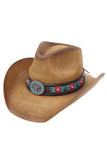 Rhinestone Flower Embroidered with Longhorn Cowboy Hat