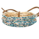 12PCS Ribbon Colorful Rhinestone Layered Stretch Bracelets