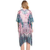 Abstract Paisley Flower Print Kimono Poncho