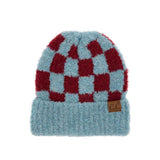 C.C Checkered Pattern Boucle Cuff Beanie