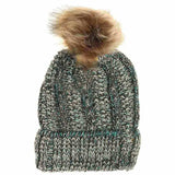 Fuzzy Lined Multi Tone Fur Pom C.C Beanie