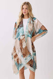 Abstract Modern Art-Inspired Print Silky Feel Kimono