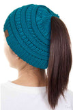 C.C Solid Color Ponytail Messy Bun Beanie