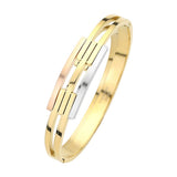 Stainless Steel Three Tone Hinged Bangle Bracelet