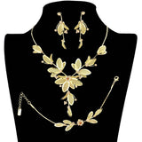 Stone Accented Metal Mesh Petal Jewelry Set