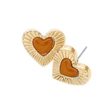 Celluloid Acetate Tortoise Heart Centered Stud Earrings