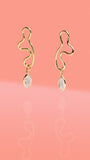 Abstract Wiggle Gold Plated Hoop Clear Glass Charm