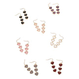 Triple Heart Stone Cluster Link Dropdown Dangle Earrings