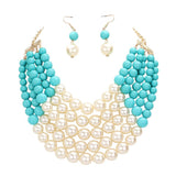 Chunky Multi Strand Pearl Bib Necklace