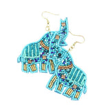 Felt Back Elephant Beaded Dangle Earrings