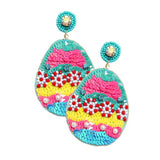 Felt Back Sequin Easter Egg Dangle Earrings