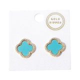 Gold Dipped Quatrefoil Stud Earrings