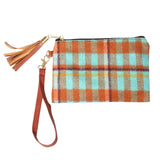 Plaid Check Wristlet Pouch Bag