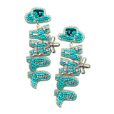 Yall Felt Back Beaded Message Dangle Earrings