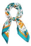 Flower Pattern Print Satin Square Scarf