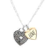 LOVE Antique Metal Heart Pendant Necklace
