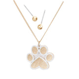 Two Tone Brass Metal Paw Pendant Necklace