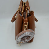 Elegant Top Handle Satchel Bag with Detachable Shoulder Strap and Floral Charm