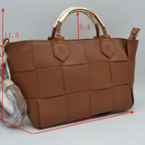 Wide Woven Accent Top Handle Satchel Crossbody Bag