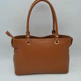 Textured Top Handle Handbag with Metallic Turn-Lock Accent