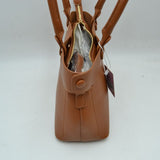 Textured Top Handle Handbag with Metallic Turn-Lock Accent