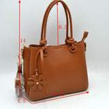 Top Handle Satchel Bag with Floral Charm and Shoulder Strap