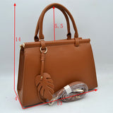 Elegant Tote Handbag with Detachable Shoulder Strap & Round Charm Keychain