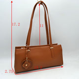 Elegant Shoulder Tote Bag with Decorative Charm
