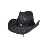 C.C Women's Paper Weave Cowboy Hat with Turquoise Accent