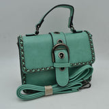 Vintage Crossbody Satchel Bag with Chain Trim