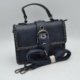 Vintage Crossbody Satchel Bag with Chain Trim
