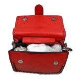 Vintage Crossbody Satchel Bag with Chain Trim