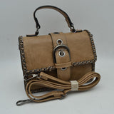 Vintage Crossbody Satchel Bag with Chain Trim