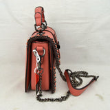 Women's Structured Top-Handle Crossbody Bag with Woven Chain Trim